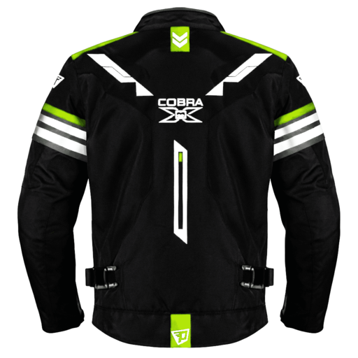 Chaqueta Moto Protecciones COBRA X RAIN Reflectiva Antifricción Verde Neon - Imagen 4