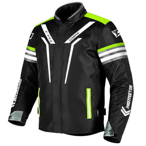 Chaqueta Moto Protecciones COBRA X RAIN Reflectiva Antifricción Verde Neon - Imagen 2