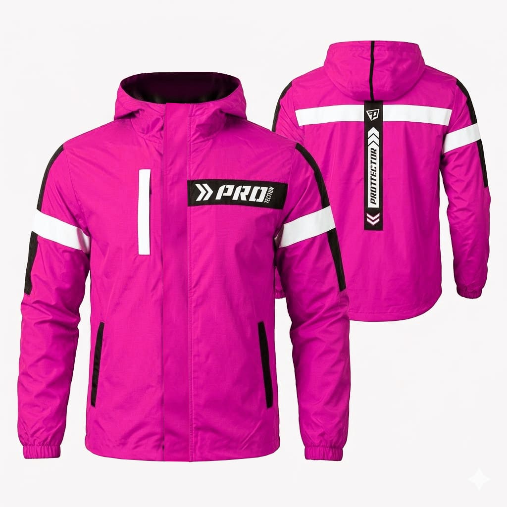 Chaqueta Reflectiva Moto 90 porciento Impermeable Doblefaz Fucsia - Imagen 3