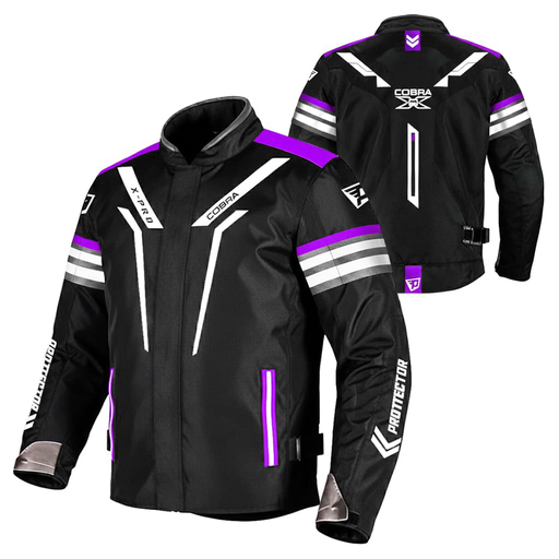 Chaqueta Moto Protecciones COBRA X RAIN Reflectiva Antifricción Morada - Imagen 5
