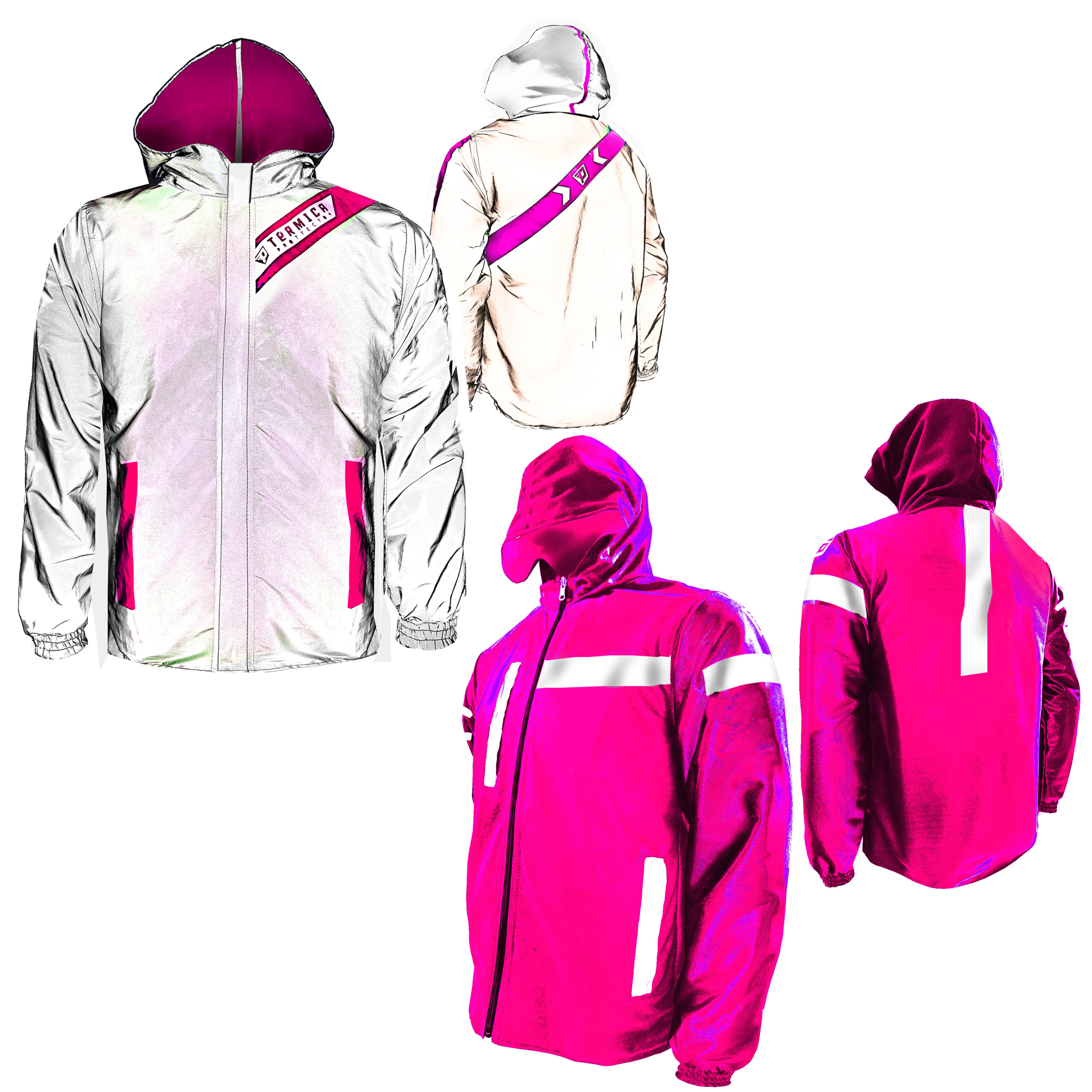 chaqueta moto termica doblefaz reflectiva fuxia