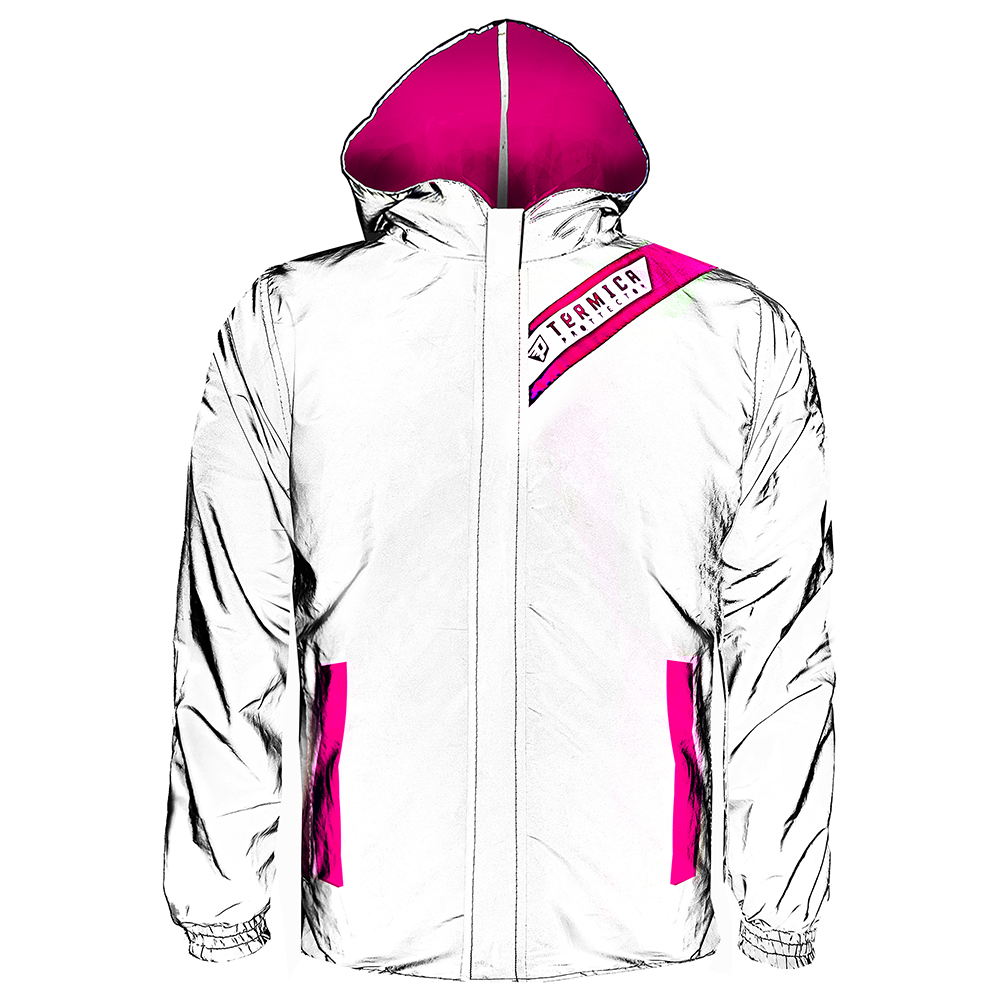 chaqueta moto termica doblefaz reflectiva fuxia
