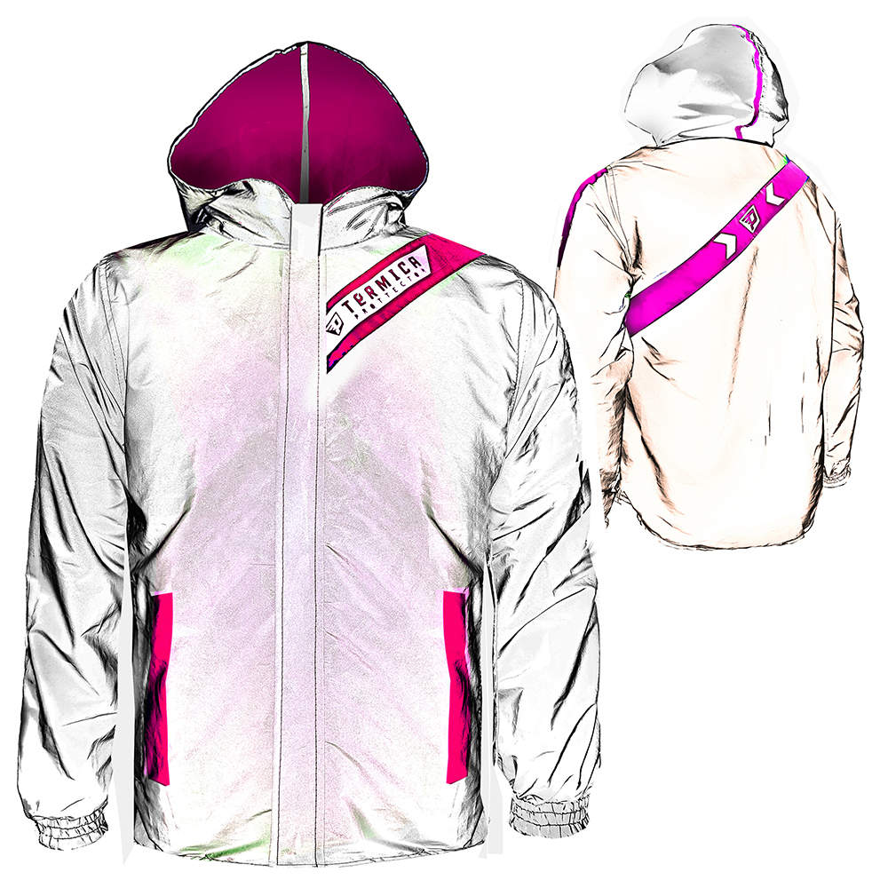 chaqueta moto termica doblefaz reflectiva fuxia
